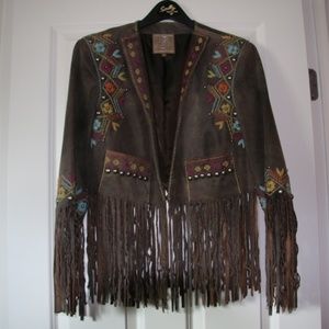 Double D Ranch Fringed Leather Jacket, Size M
